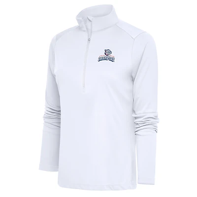 Women's Antigua  White Lehigh Valley IronPigs Tribute Half-Zip Pullover Top
