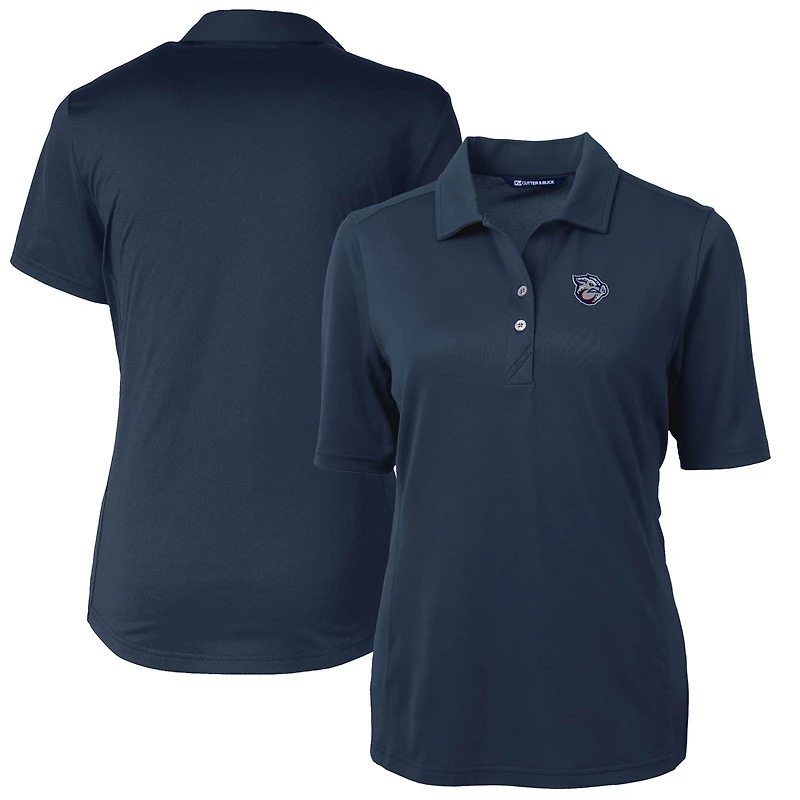 Women's Cutter & Buck Navy Lehigh Valley IronPigs Virtue DryTec Eco Pique Recycled Polo