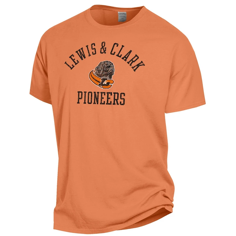 Men's ComfortWash Orange Lewis & Clark College Pioneers Arch Logo Garment Dyed T-Shirt