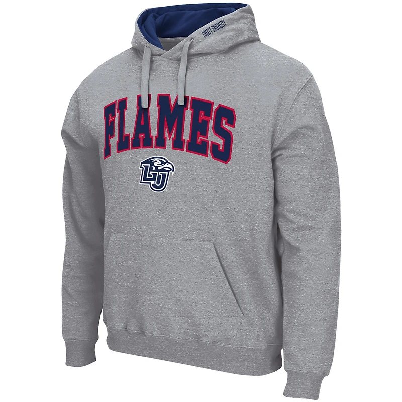 Men's Colosseum Heathered Gray Liberty Flames Arch and Logo Pullover Hoodie