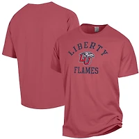 T-shirt teint en pièce ComfortWash rouge Liberty Flames Arch Logo pour homme