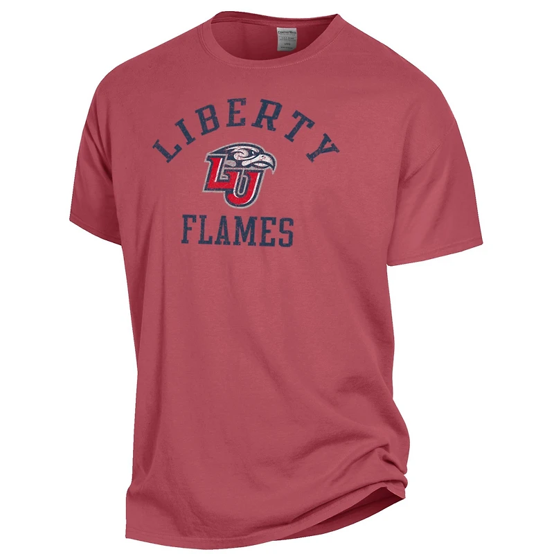 T-shirt teint en pièce ComfortWash rouge Liberty Flames Arch Logo pour homme