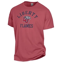 T-shirt teint en pièce ComfortWash rouge Liberty Flames Arch Logo pour homme