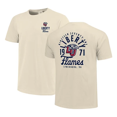 T-shirt crème Liberty Flames Comfort Colors pour homme avec motif mascotte superposé