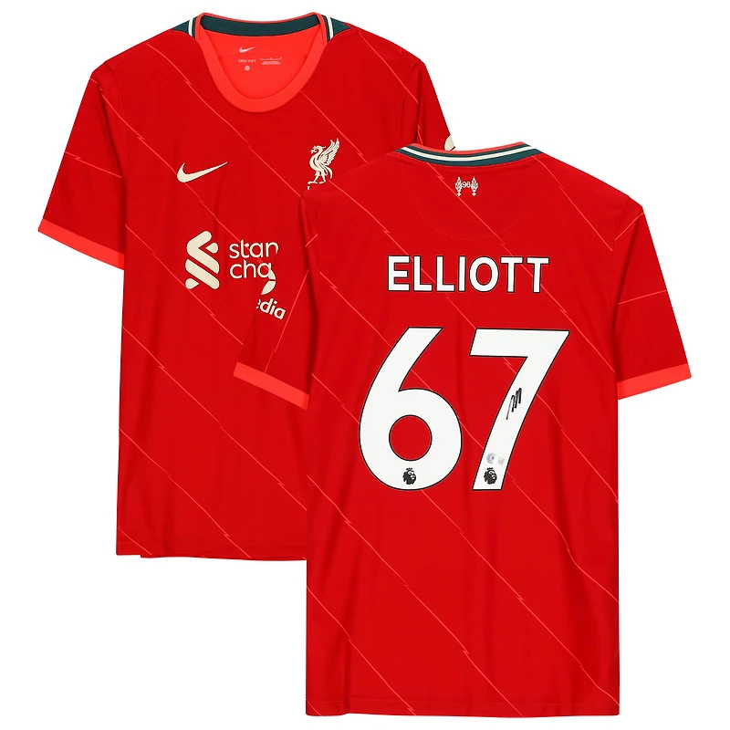 Maillot Nike domicile autographié par Harvey Elliott de Liverpool