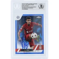Luis Diaz Liverpool Autographié 2022-23 Topps Chrome Sapphire UEFA #199 Beckett Fanatics Witnessed Authenticated Card