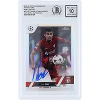 Luis Diaz Liverpool Autographié 2022-23 Topps Chrome UEFA Refractor #199 Beckett Fanatics Witnessed Authenticated Auto 10 Card