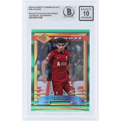 Luis Diaz Liverpool Autographié 2022-23 Topps Finest Flashbacks UEFA #58 Beckett Fanatics Witnessed Authenticated Auto 10 Card
