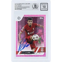 Luis Diaz Liverpool Autographié 2022-23 Topps UEFA Pink Sparkle #199 Beckett Fanatics Witnessed Authenticated Auto 10 Card