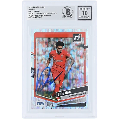 Luis Diaz Liverpool Autographié 2023-24 Panini Donruss Silver #84 Beckett Fanatics Witnessed Authenticated Auto 10 Card