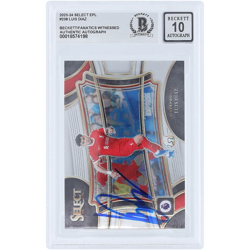 Luis Diaz Liverpool Autographié 2023-24 Panini Select EPL #238 Beckett Fanatics Witnessed Authenticated Auto 10 Card
