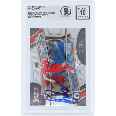 Luis Diaz Liverpool Autographié 2023-24 Panini Select EPL #238 Beckett Fanatics Witnessed Authenticated Auto 10 Card