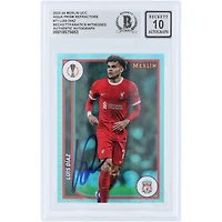 Luis Diaz Liverpool Autographié 2023-24 Topps Merlin UEFA Aqua Prism Refractor #71 Beckett Fanatics Witnessed Authentifié Auto 10 Card