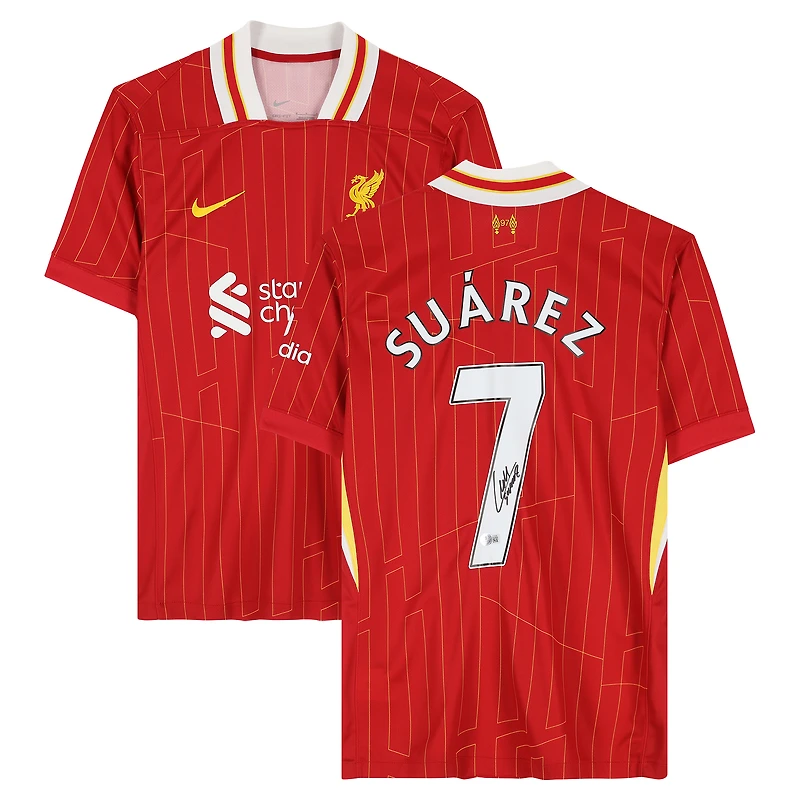 Maillot domicile rouge Nike 2024-25 de Luis Suarez (Liverpool), autographié