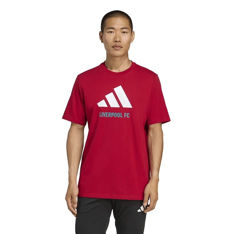 T-shirt adidas rouge Liverpool à trois bandes pour homme