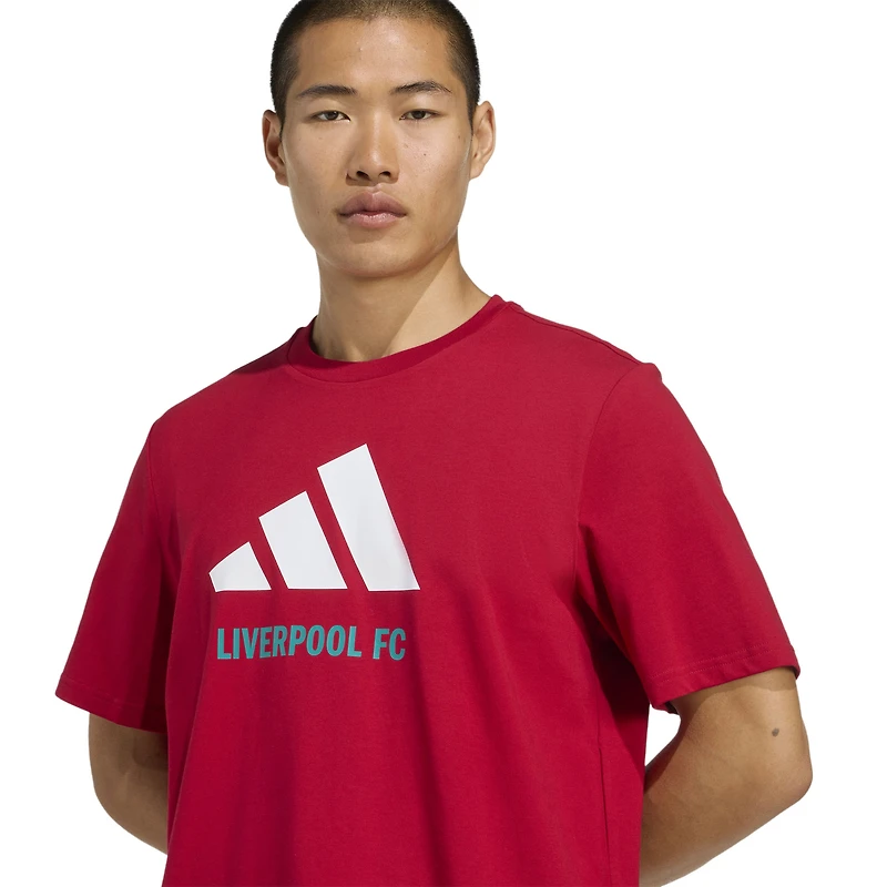 T-shirt adidas rouge Liverpool à trois bandes pour homme