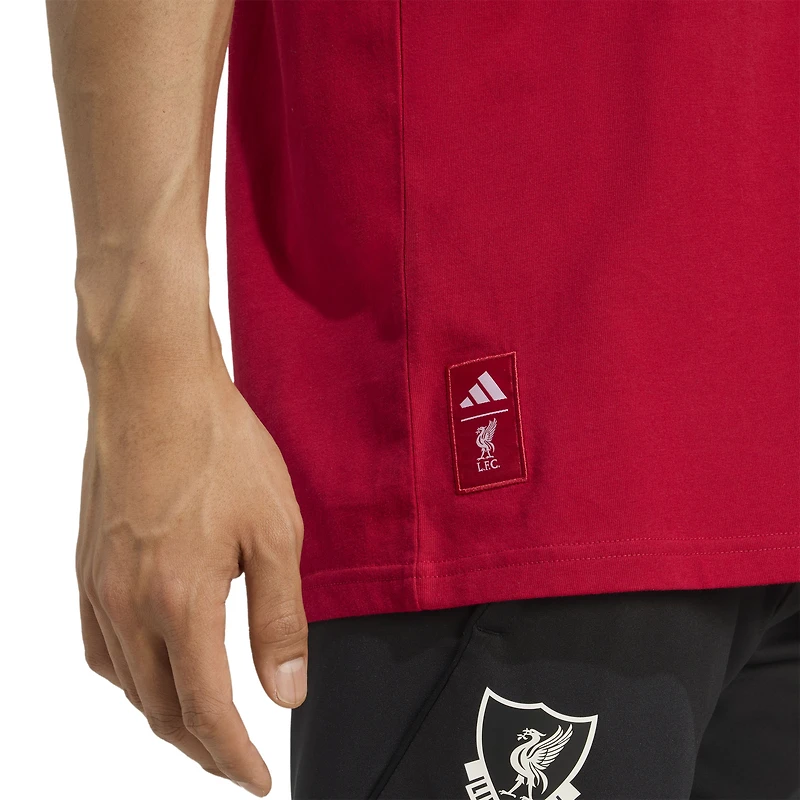 T-shirt adidas rouge Liverpool à trois bandes pour homme