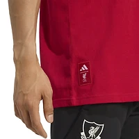 T-shirt adidas rouge Liverpool à trois bandes pour homme