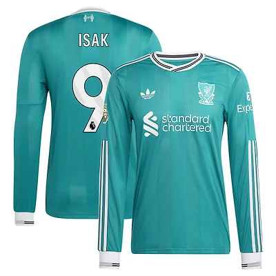 Men's adidas Alexander Isak Green Liverpool 2025/26 Third Authentic Long Sleeve Player Jersey