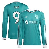 Men's adidas Alexander Isak Green Liverpool 2025/26 Third Authentic Long Sleeve Player Jersey