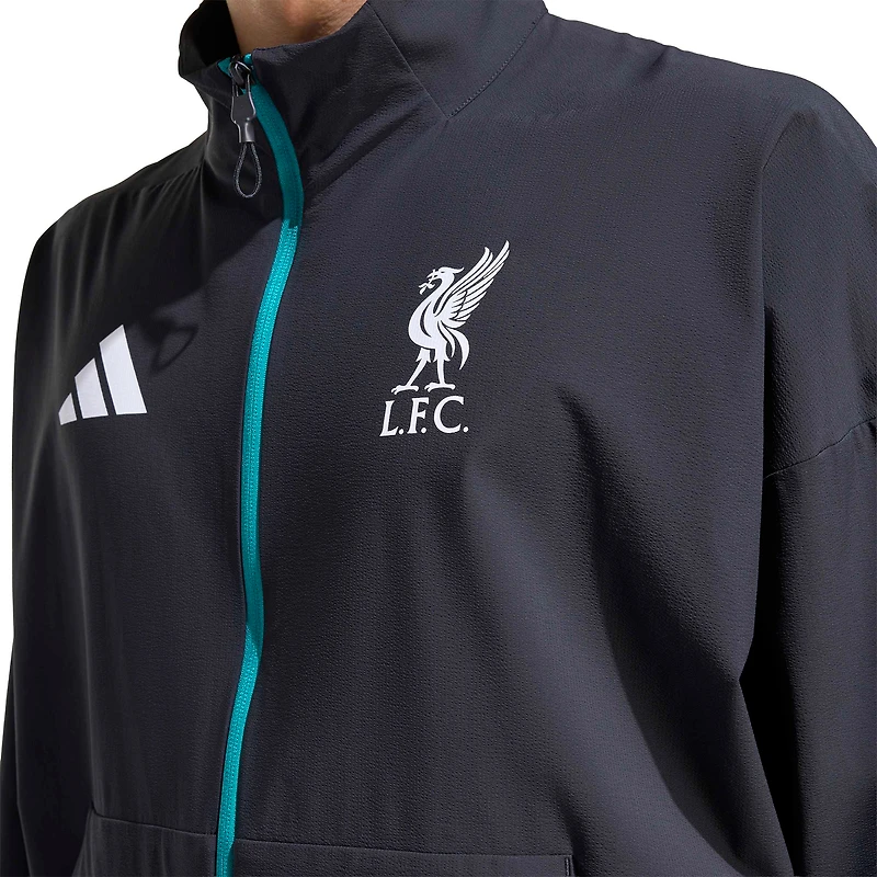 Men's adidas Black Liverpool 2025/26 Club Anthem Full-Zip Jacket