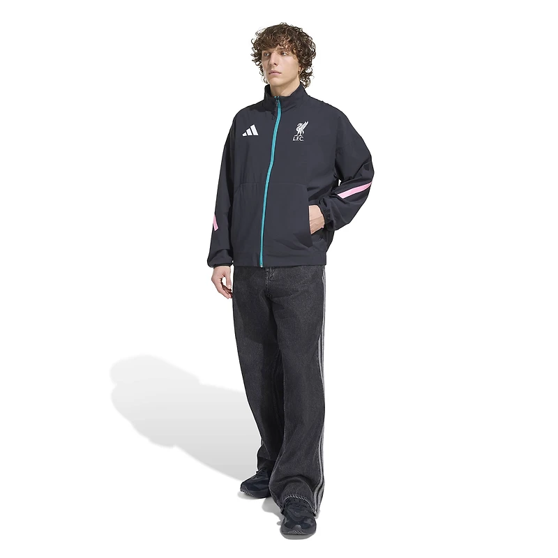 Veste zippée adidas Liverpool noire pour homme, modèle 2025/26 Club Anthem