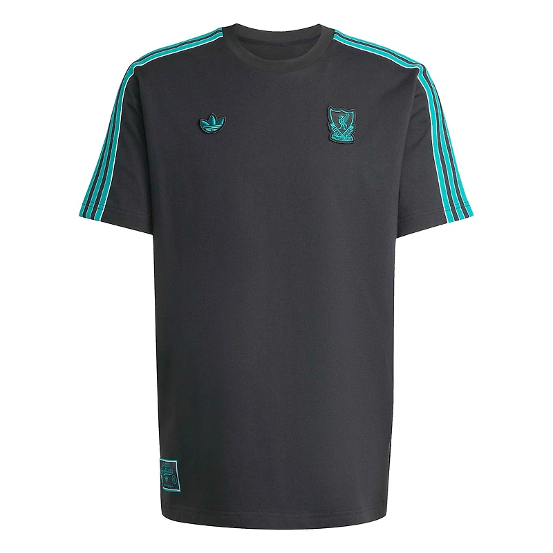 T-shirt adidas noir Liverpool Terrace Icons pour homme