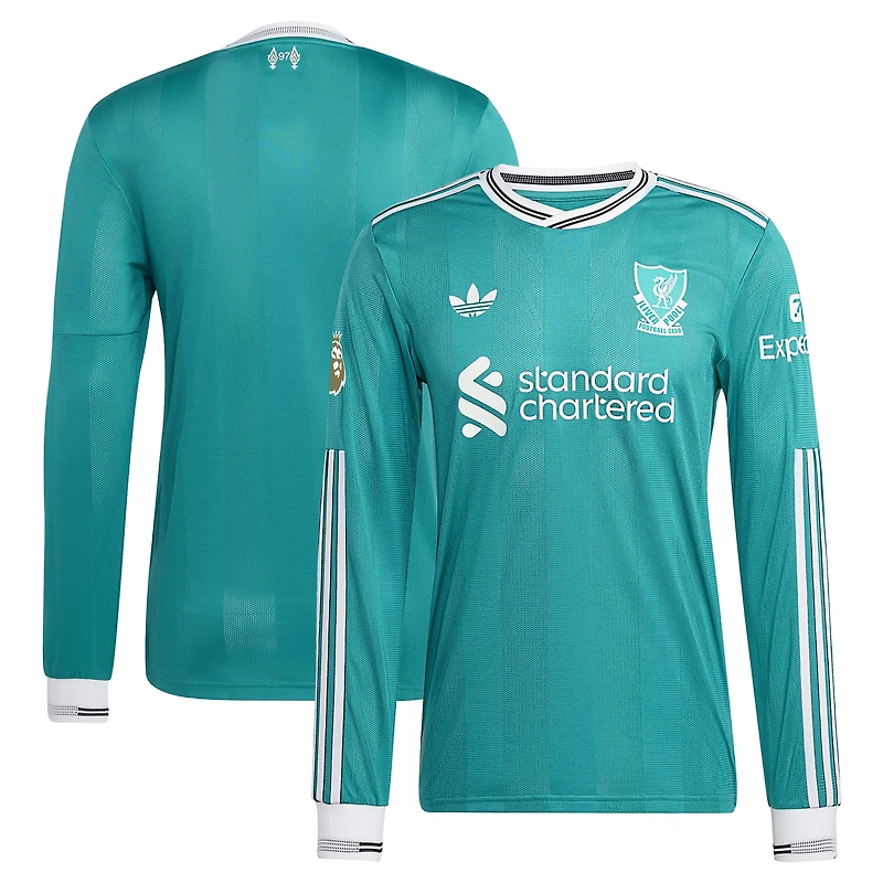 Men's adidas  Green Liverpool 2025/26 Third Authentic Long Sleeve Jersey