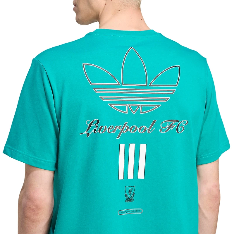 T-shirt graphique adidas vert Liverpool Terrace Icons Collection pour homme