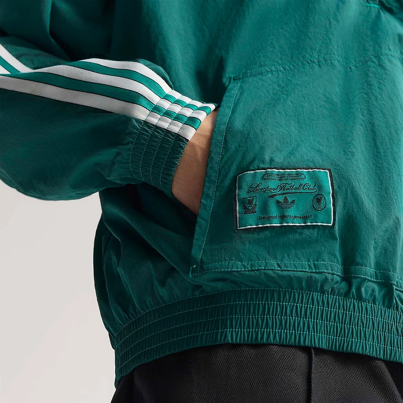 Veste demi-zip adidas verte Liverpool Terrace Icons pour homme