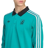 Men's adidas Green Liverpool Terrace Icons Long Sleeve Polo