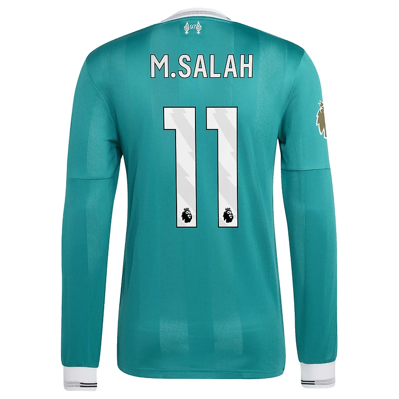 Men's adidas Mohamed Salah Green Liverpool 2025/26 Third Authentic Long Sleeve Player Jersey