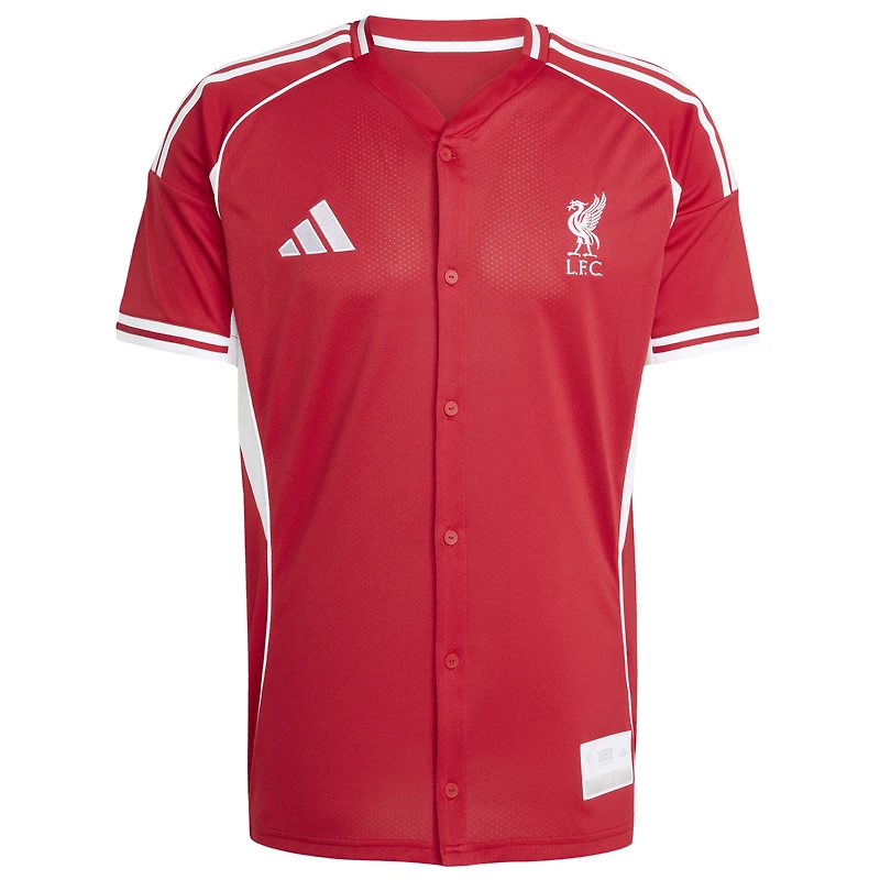 Men's adidas  Red Liverpool Full-Button Baseball Jersey