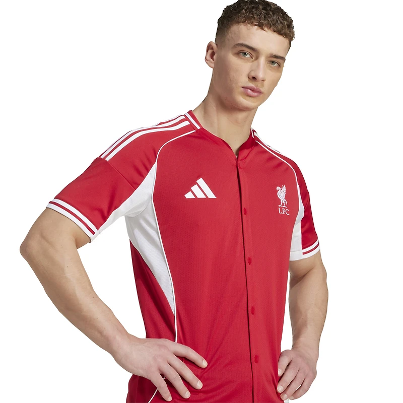 Men's adidas  Red Liverpool Full-Button Baseball Jersey
