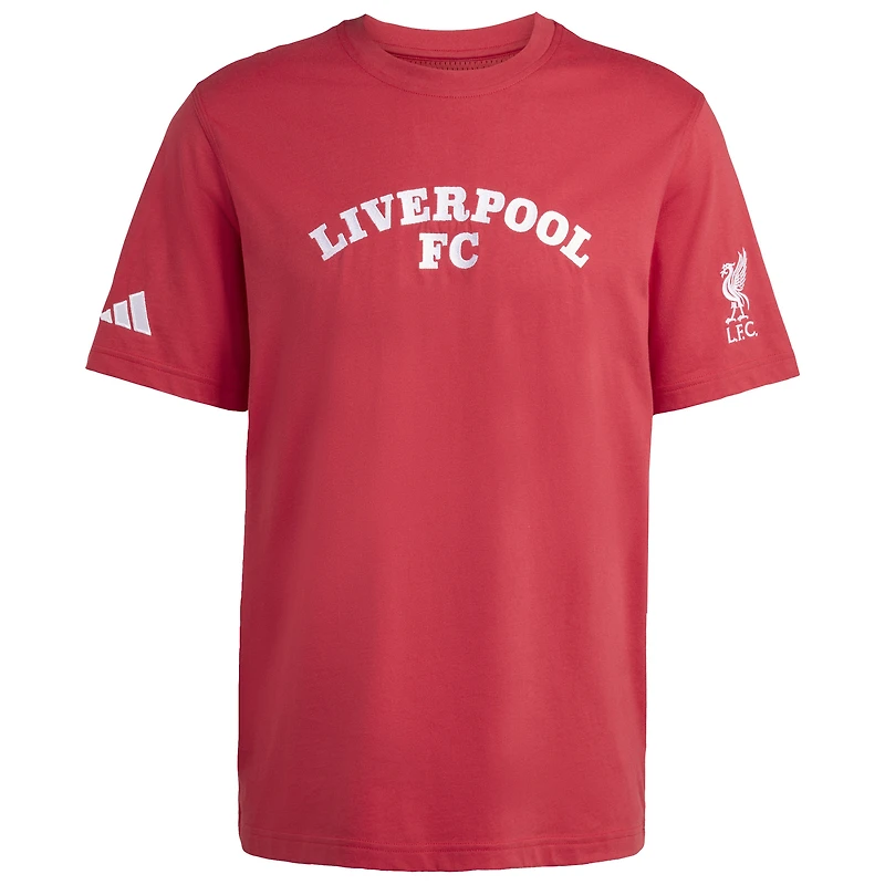 T-shirt adidas rouge Liverpool Wordmark pour homme