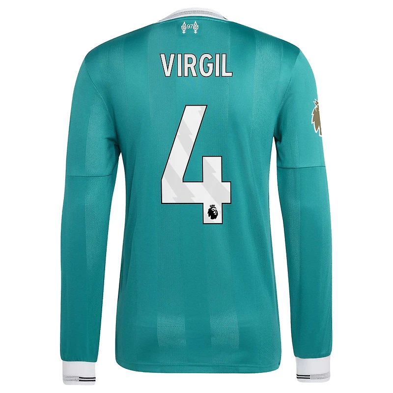 Men's adidas Virgil van Dijk Green Liverpool 2025/26 Third Authentic Long Sleeve Player Jersey