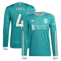 Men's adidas Virgil van Dijk Green Liverpool 2025/26 Third Authentic Long Sleeve Player Jersey