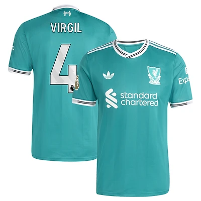 Maillot adidas Virgil van Dijk rouge domicile Liverpool 2025/26 authentique pour homme