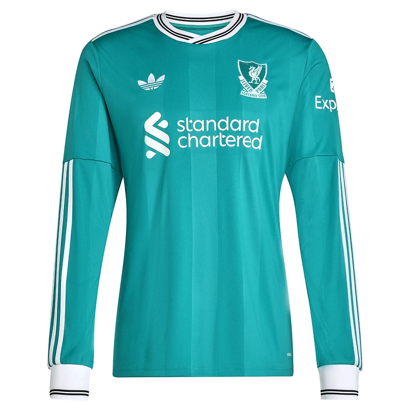 Men's adidas Virgil van Dijk Green Liverpool 2025/26 Third Replica Long Sleeve Player Jersey