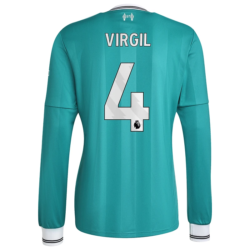 Men's adidas Virgil van Dijk Green Liverpool 2025/26 Third Replica Long Sleeve Player Jersey