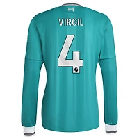 Men's adidas Virgil van Dijk Green Liverpool 2025/26 Third Replica Long Sleeve Player Jersey