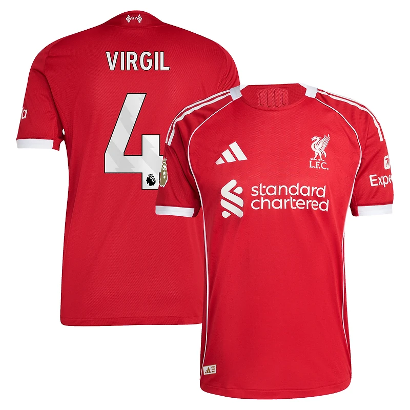 Men's adidas Virgil van Dijk Red Liverpool 2025/26 Home Authentic Jersey