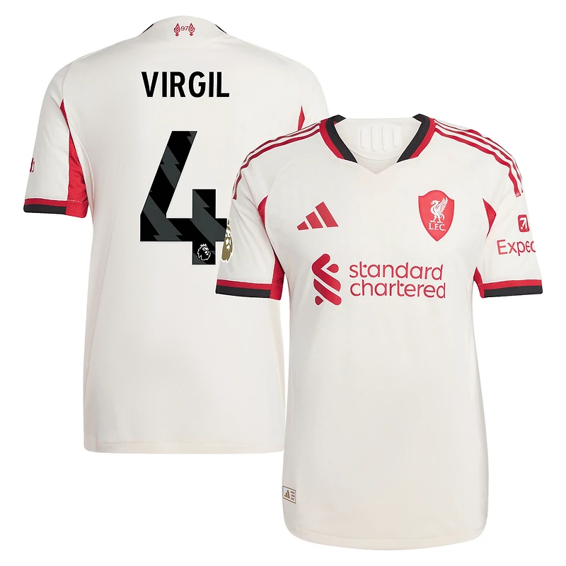 Men's adidas Virgil van Dijk White Liverpool 2025/26 Away Authentic Player Jersey