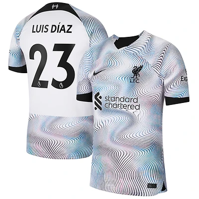 Maillot de joueur Nike Luis Diaz blanc Liverpool 2022/23 extérieur Breathe Stadium Replica pour homme