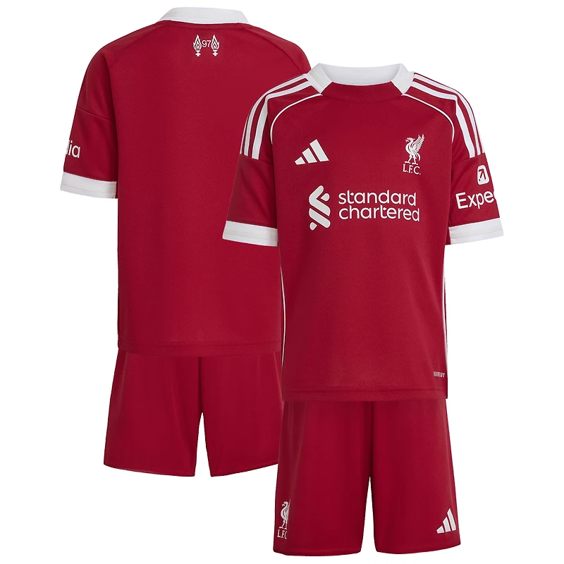 Mini-kit adidas rouge Liverpool 2025/26 pour tout-petit