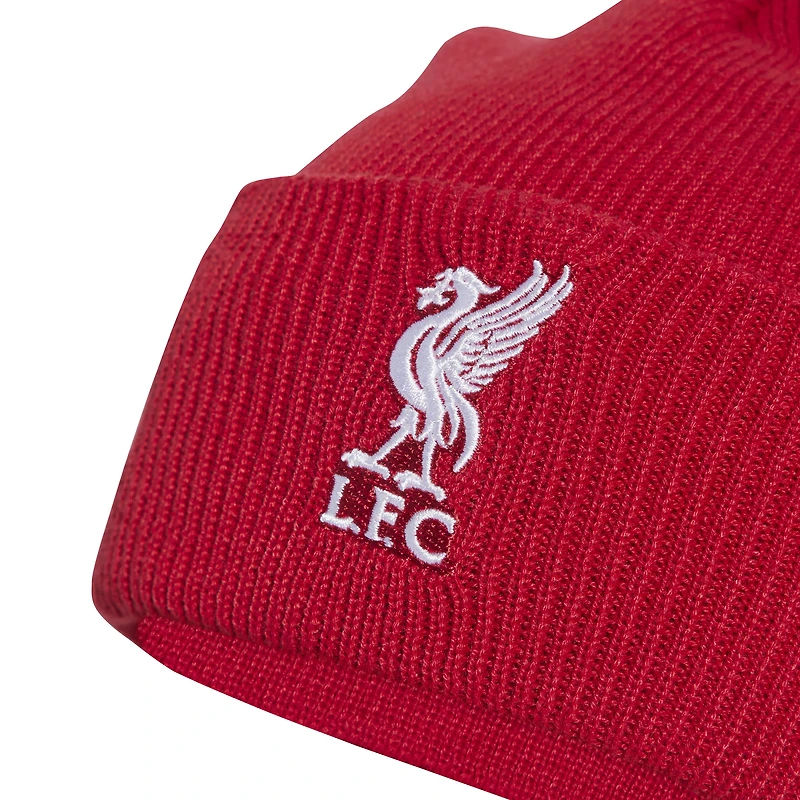Bonnet unisexe en tricot à revers rouge adidas Liverpool