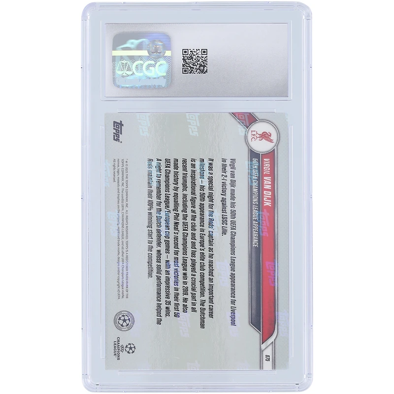 Virgil van Dijk Liverpool 2024-25 Topps maintenant 50e apparition en UEFA Champions League #75 CGC Authenticated Card