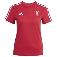 T-shirt adidas rouge Liverpool à trois bandes pour femme
