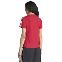 T-shirt adidas rouge Liverpool à trois bandes pour femme
