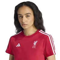 T-shirt adidas rouge Liverpool à trois bandes pour femme